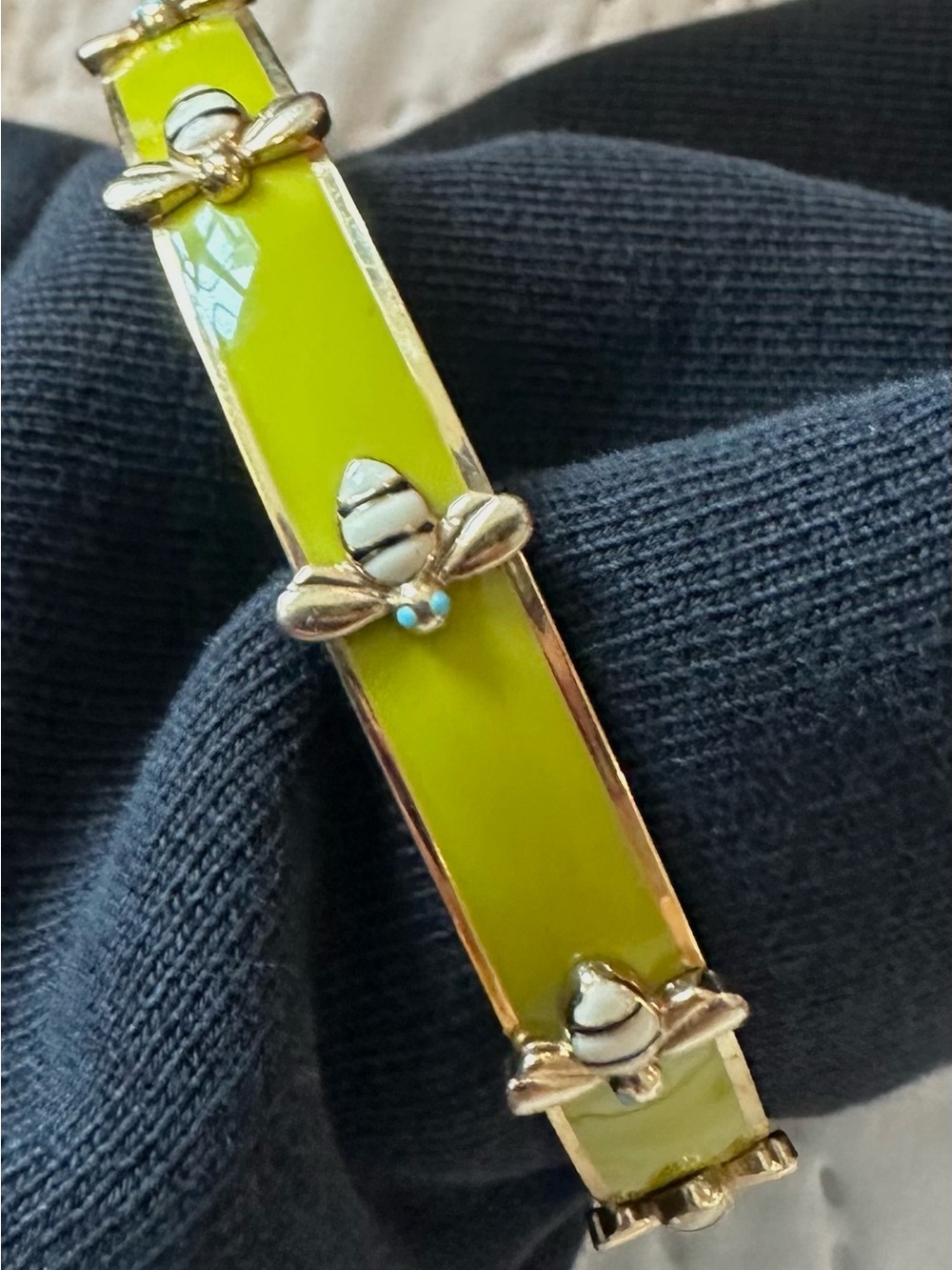 J. Crew Lime Green Enamel Bee-Accent Bangle